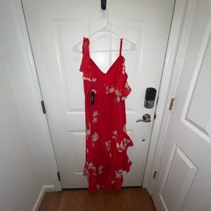 Red floral dress